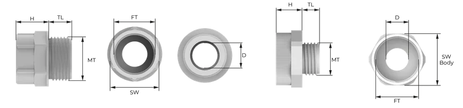 Adapter i polyamid (PA6) Technical Drawing