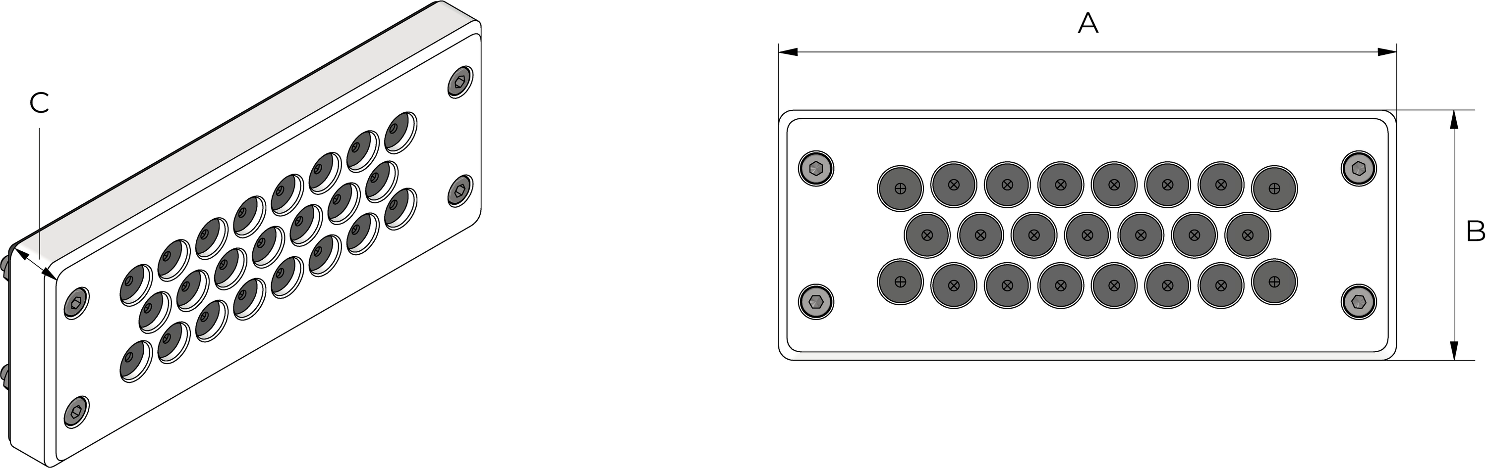 BRM kabelinnføringsplate Technical Drawing
