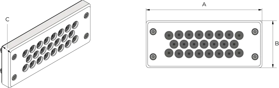 BRM kabelinnføringsplate Technical Drawing