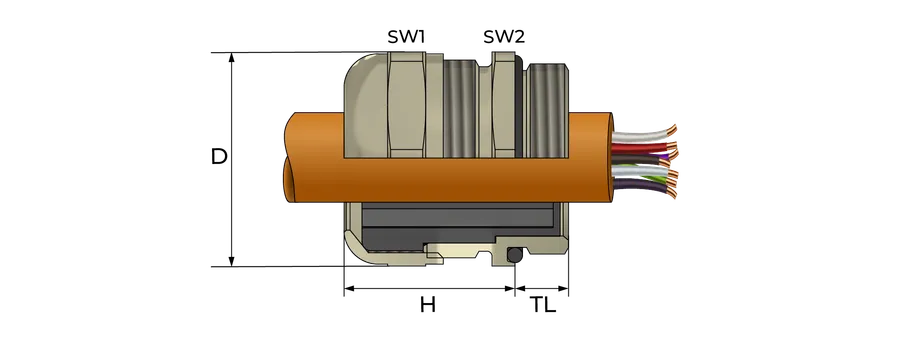 Kabelnippel med dobbel tetning Technical Drawing