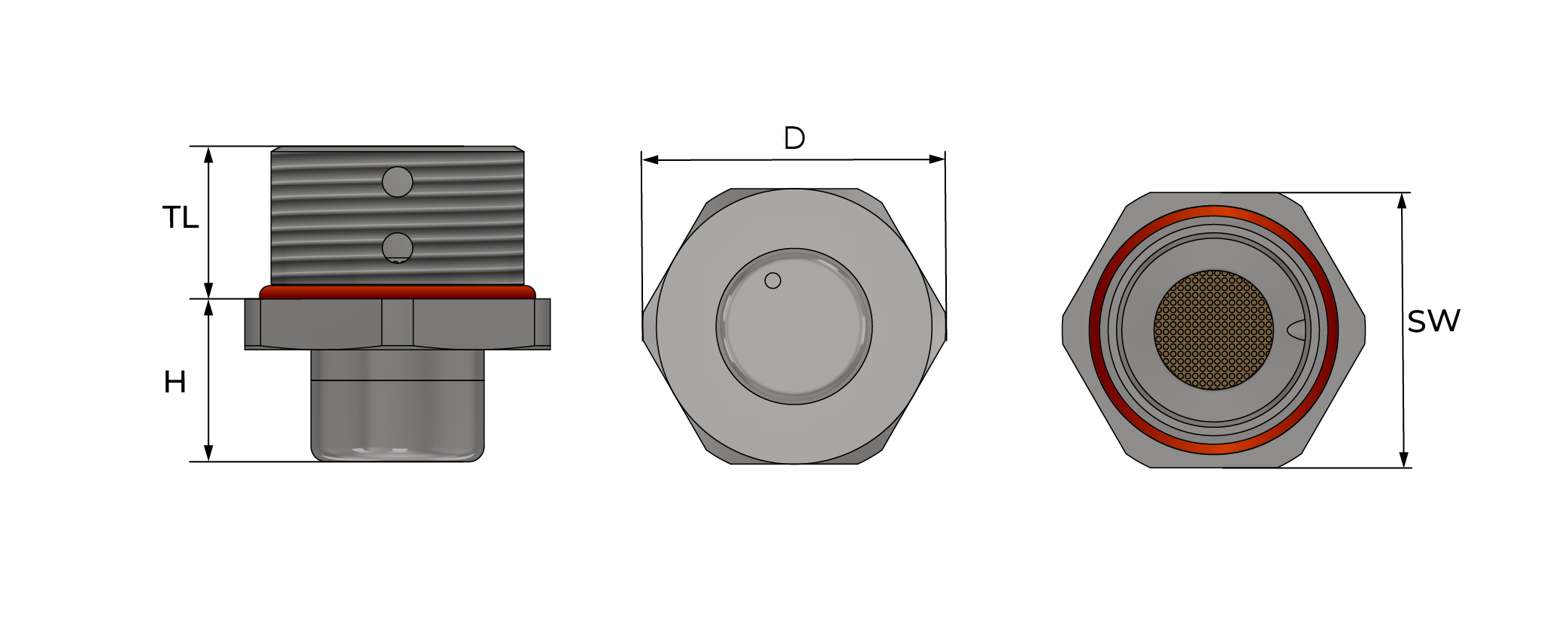 Dreneringsplugg, metall Technical Drawing