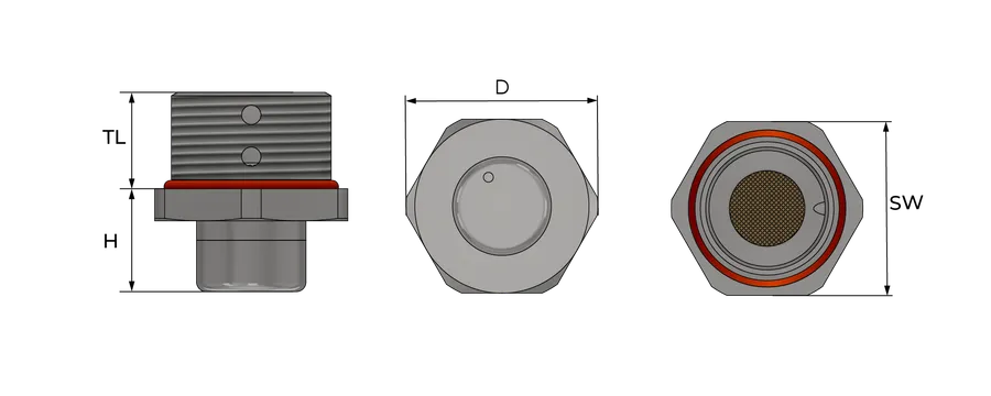 Dreneringsplugg, metall Technical Drawing