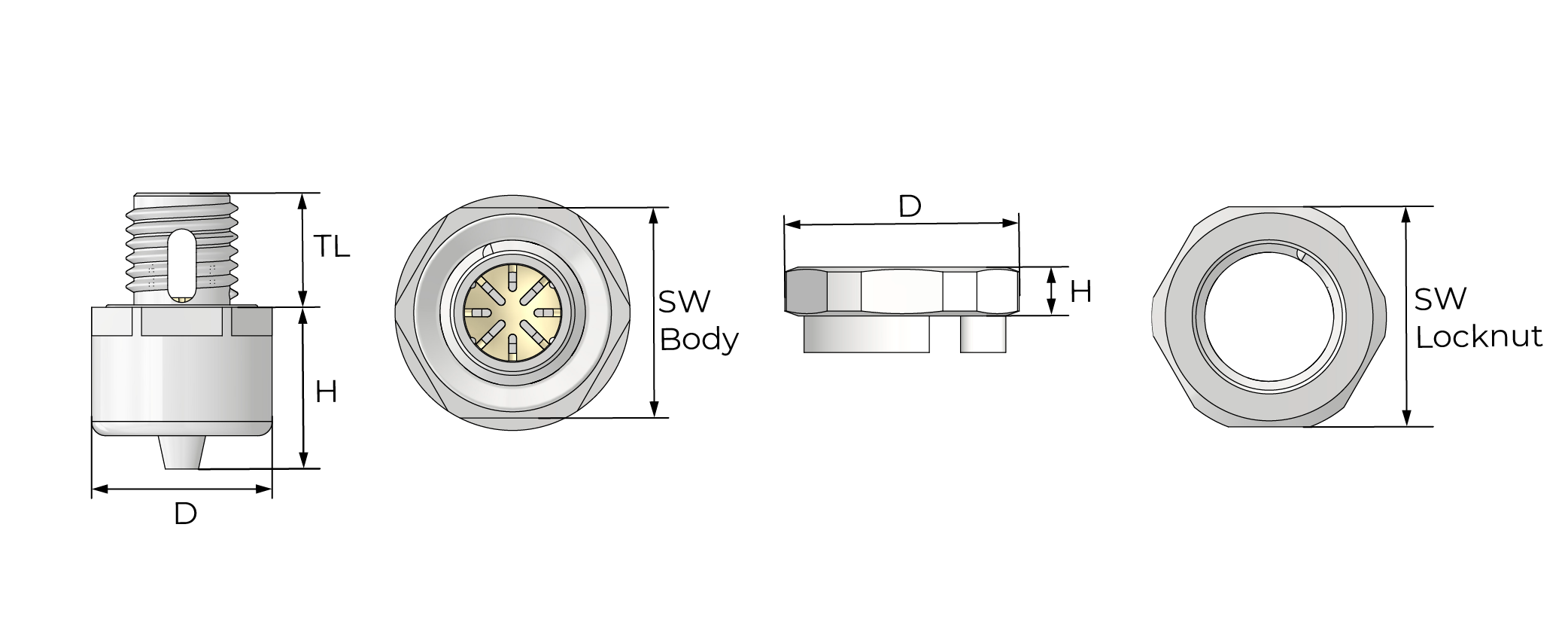Dreneringsplugg, plast Technical Drawing