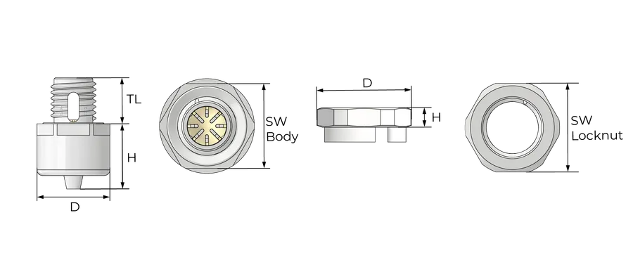 Dreneringsplugg, plast Technical Drawing