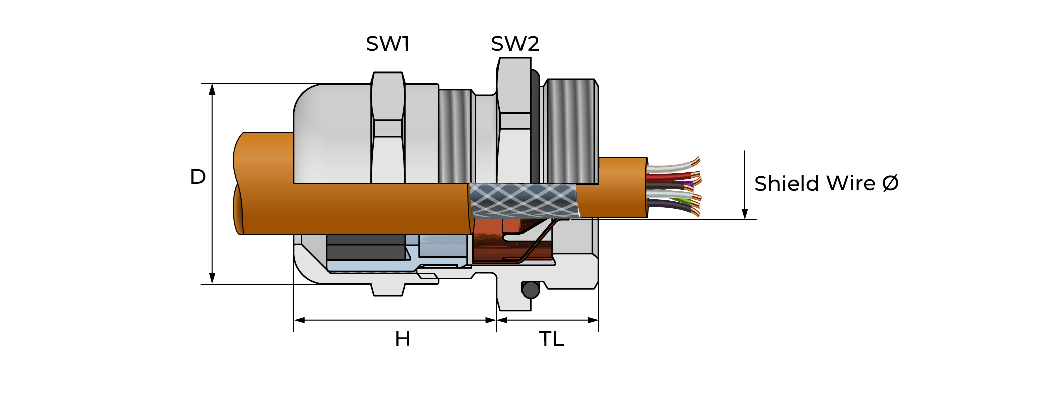 EMC-kabelnippel 2 Technical Drawing