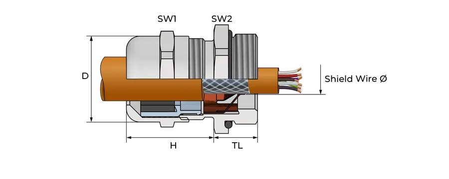 EMC-kabelnippel 2 Technical Drawing
