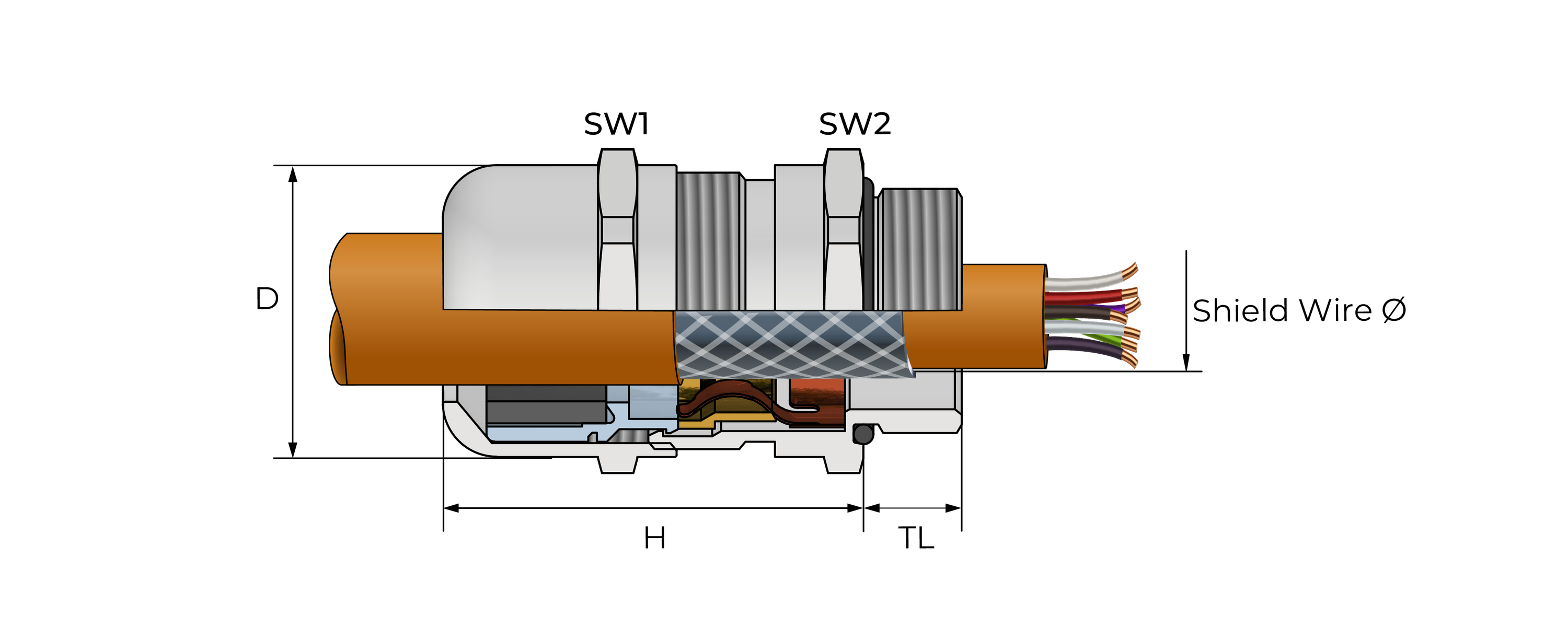 EMC-kabelnippel 4 Technical Drawing