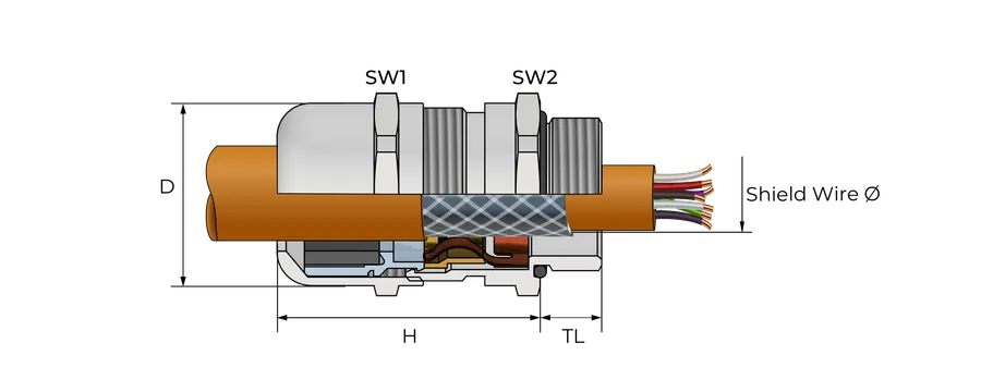 EMC-kabelnippel 4 Technical Drawing