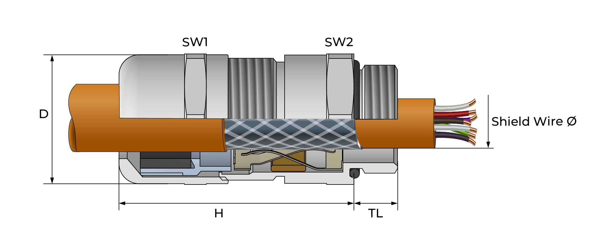 EMC Servo Ampacity-kabelnippel Technical Drawing