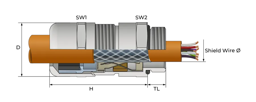EMC Servo Ampacity-kabelnippel Technical Drawing