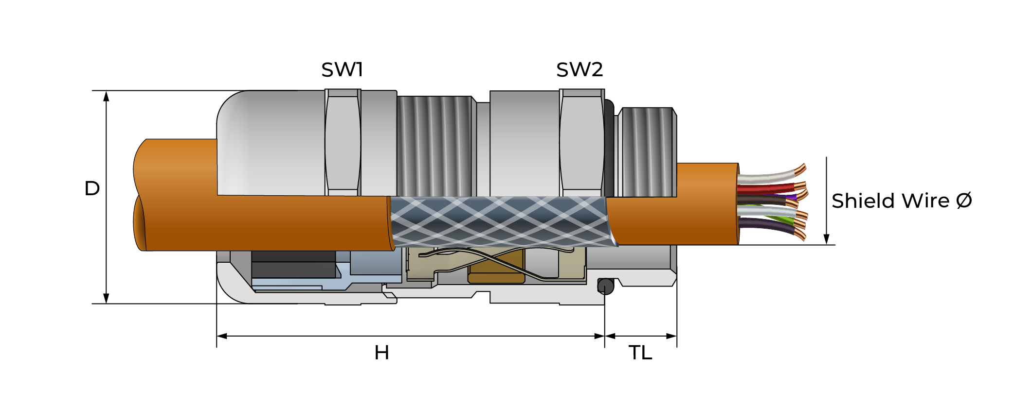 EMC Servo Ampacity-kabelnippel LF Technical Drawing