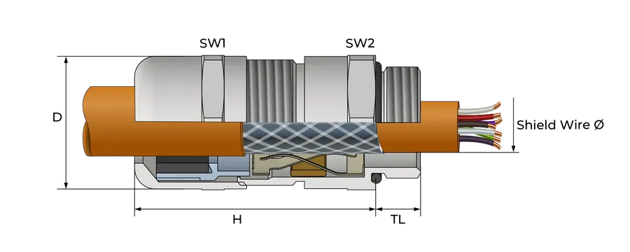 EMC Servo Ampacity-kabelnippel LF Technical Drawing