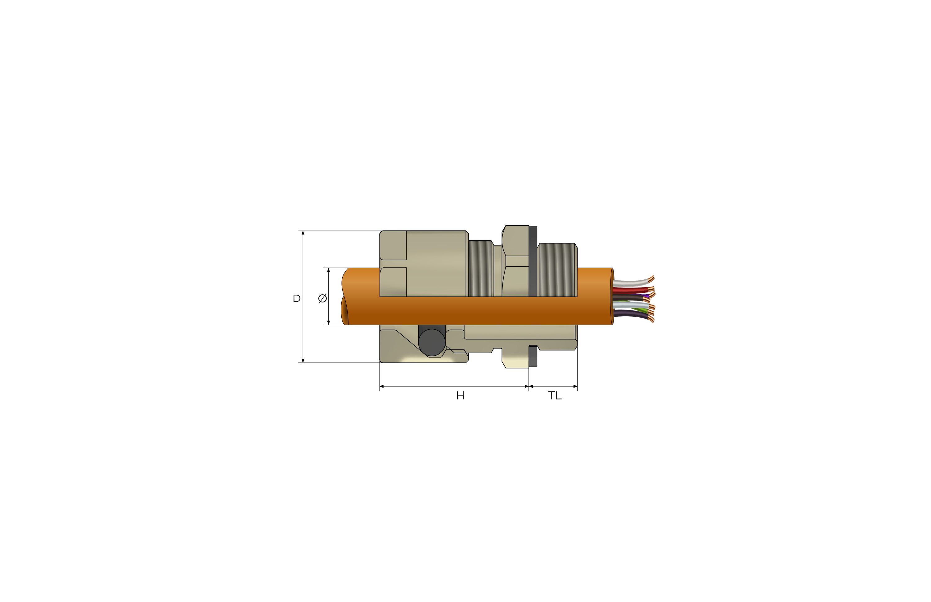 Industriell Crux kabelnippel Technical Drawing