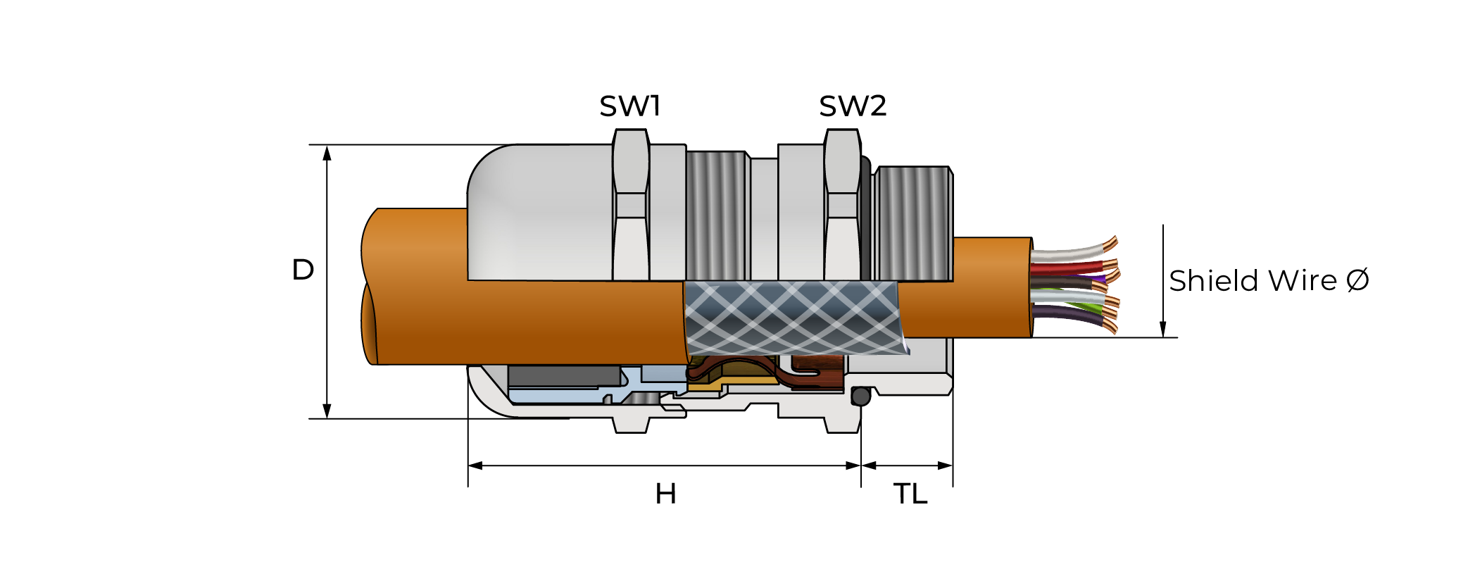 Jernbane EMC-4 kabelnippel Technical Drawing