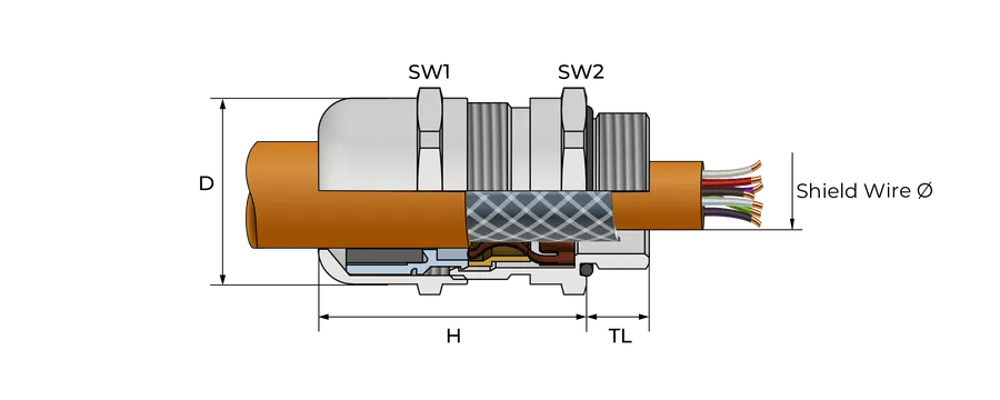 Jernbane EMC-4 kabelnippel Technical Drawing