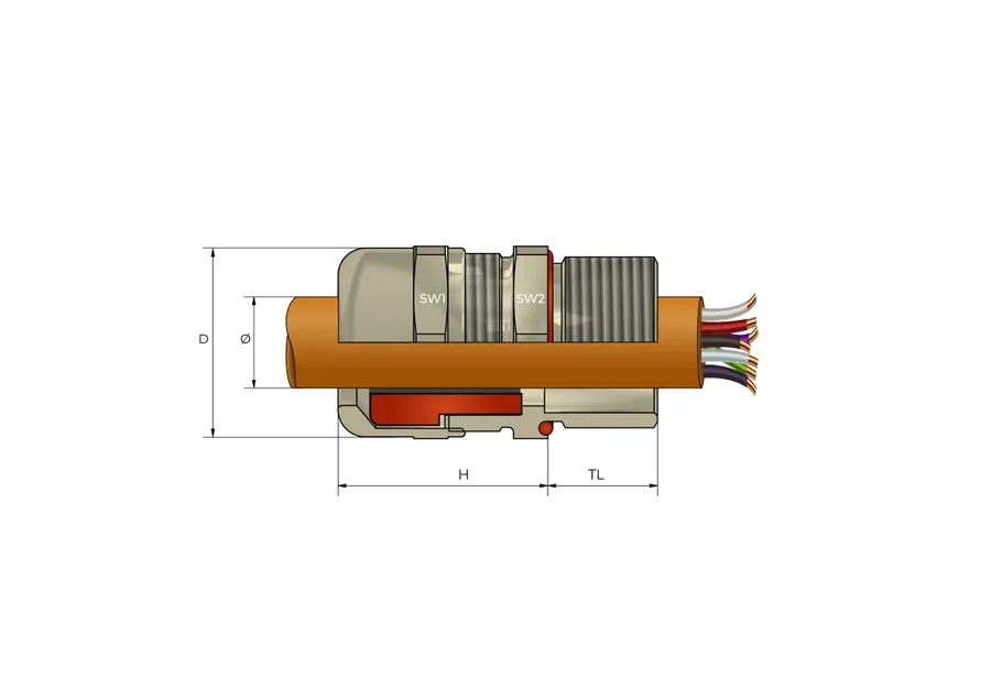 Jernbane Octans kabelnippel Technical Drawing