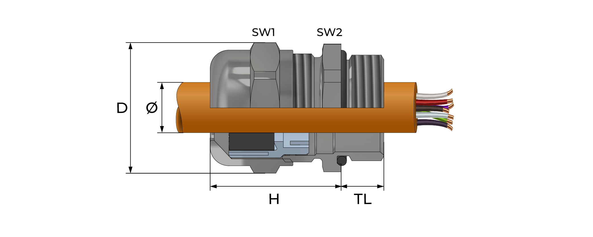 Jernbane standard metallkabelnippel Technical Drawing
