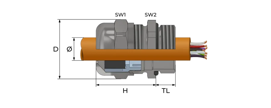 Jernbane standard metallkabelnippel Technical Drawing