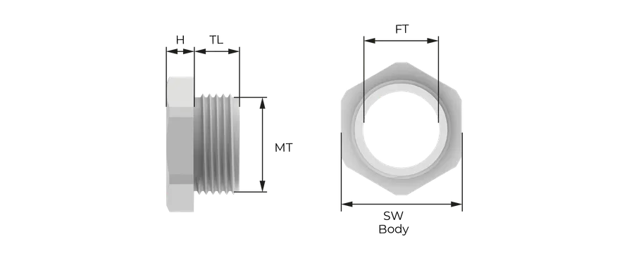 Reduksjonsnippel i polyamid (PA6) Technical Drawing
