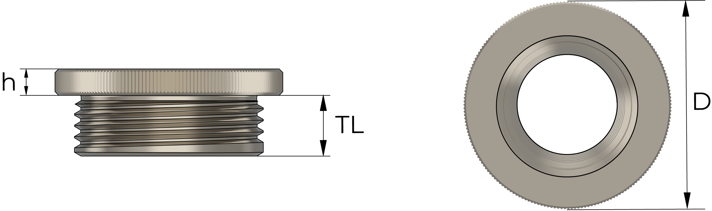 Reduksjonsnippel, metall Technical Drawing