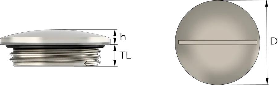 Rund blindplugg, metall Technical Drawing